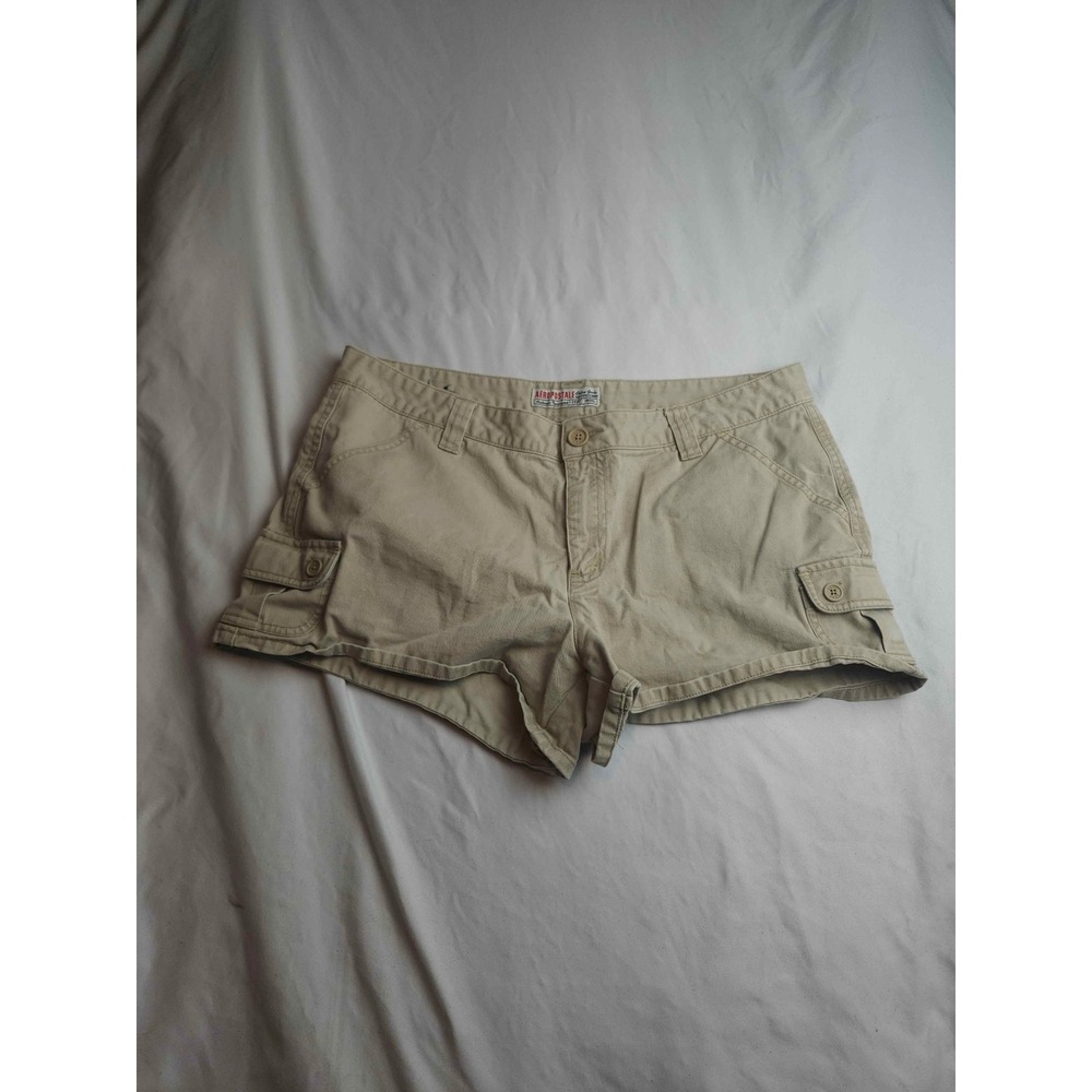 Aeropostale Khaki Cargo Shorts Womens 13/14 Tan Cotton Utility Mini Shorts‎